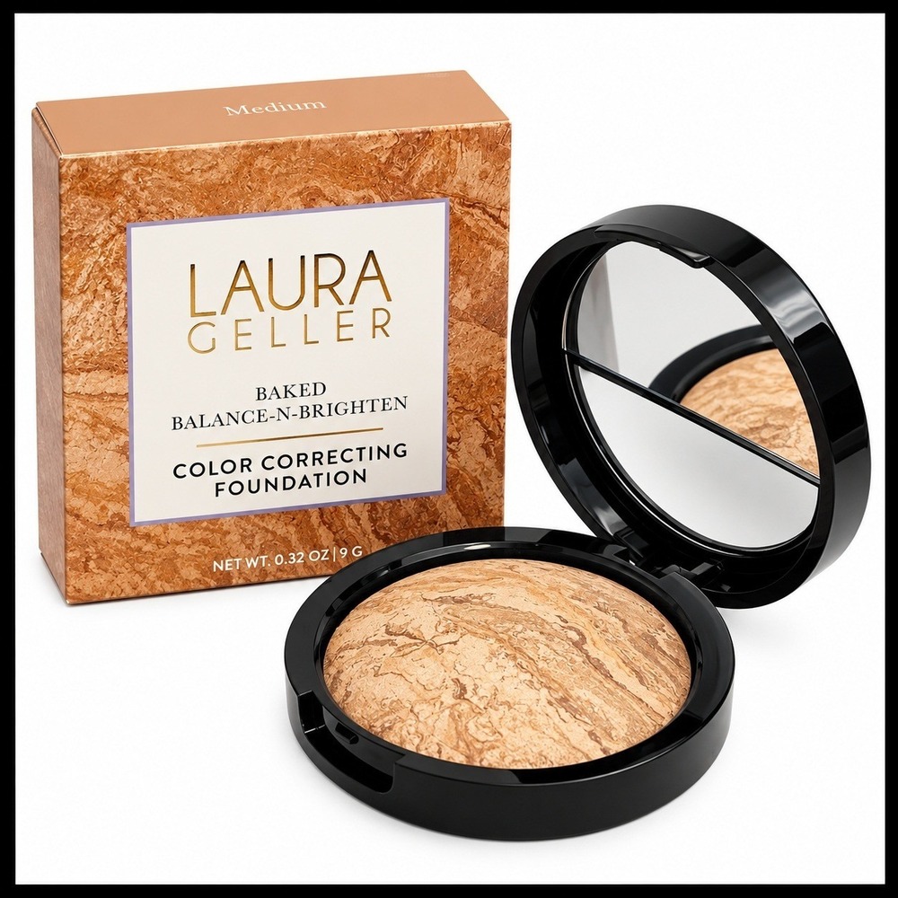 Laura Geller Balance-N-Brighten Baked Color Correcting Foundation MEDIUM Full Sz